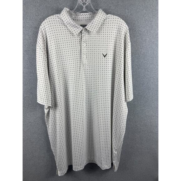 Callaway Opti Dri Golf Polo Shirt Men's XL White Bar Print Short Sleeve Workwear - Picture 1 of 9